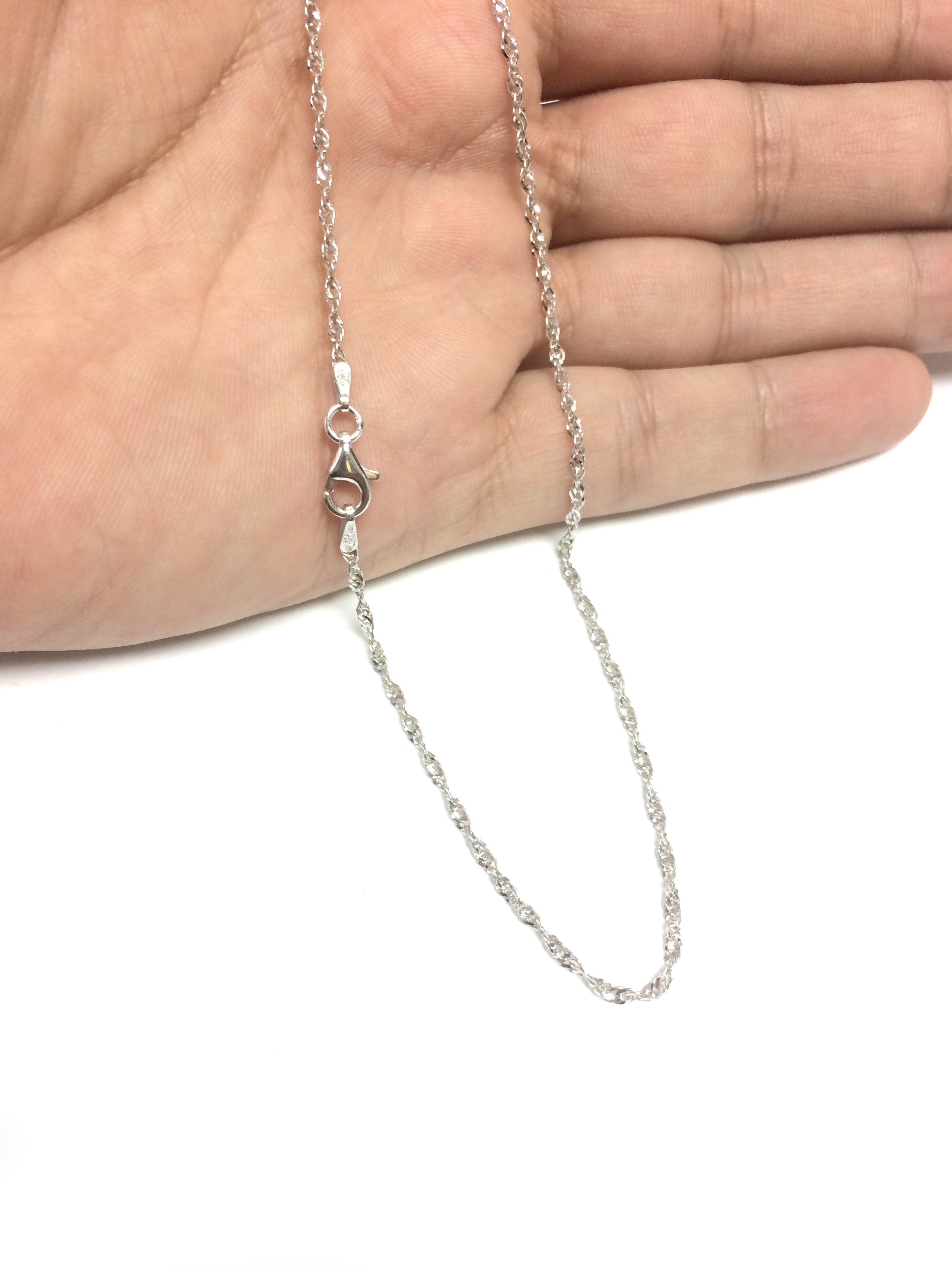 Sterling Silver Rhodium Plated Singapore Chain Necklace, 2.0mm