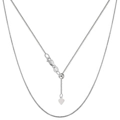 Sterling Silver Rhodium Plated Adjustable Box Chain Necklace, 0.7mm, 22" fine designer jewelry for men and women