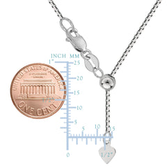 Sterling Silver Rhodium Plated Adjustable Box Chain Necklace, 0.8mm, 22" fine designer jewelry for men and women