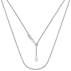 Sterling Silver Rhodium Plated Adjustable Rope Chain Necklace, 1.0mm, 22" fine designer jewelry for men and women